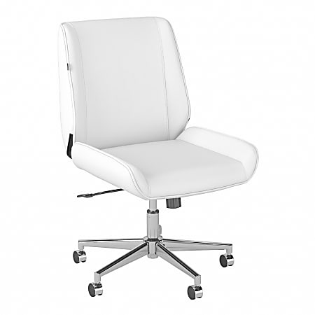 Bush® Business Furniture Bay Street Wingback Leather Office Chair, White, Standard Delivery