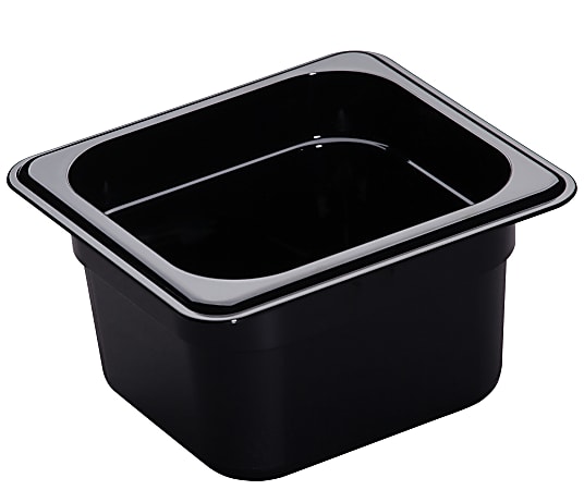 Cambro H-Pan High-Heat GN 1/6 Food Pans, 4"H x 6-3/8"W x 6-15/16"D, Black, Pack Of 6 Pans