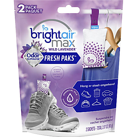 Bright Air Fresh Pak Sachets - Wild Lavender - Odor Neutralizer, Phthalate-free, Paraben-free, Formaldehyde-free, NPE-free, BHT Free - 2 / Pack