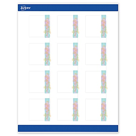 Avery® Printable Labels With Sure Feed® Technology, S00-EVB, Square, 2" x 2", Matte White With Preprinted Watercolor/Gold Leaf Design, Pack Of 120