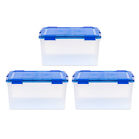 Iris Ultimate Weathertight Storage Boxes, 23-5/8”L x 20-1/16”W x 16-3/16”H, 62.8 Qt, Clear, Set Of 3 Boxes