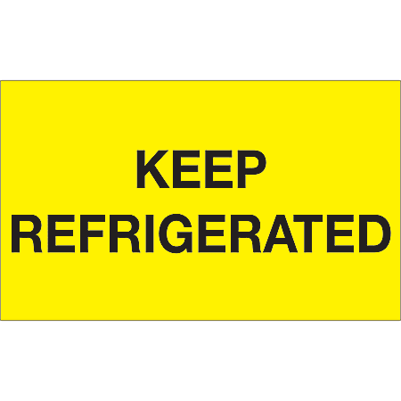 Tape Logic® Climate Labels, DL1115, Keep Refrigerated, Rectangle, 3" x 5", Fluorescent Yellow, Roll Of 500
