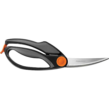 Fiskars Heavy-duty Butcher Shears - 9" Overall Length - Stainless Steel Serrated Blade - Orange, Black