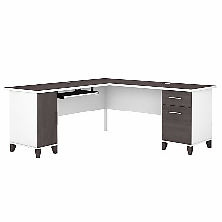 Bush® Furniture Somerset 72"W L-Shaped Desk With Storage, Storm Gray/White, Standard Delivery