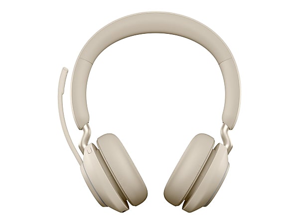 Jabra Evolve2 65 MS Stereo - Headset - on-ear - Bluetooth - wireless - USB-A - noise isolating - beige - Certified for Microsoft Teams