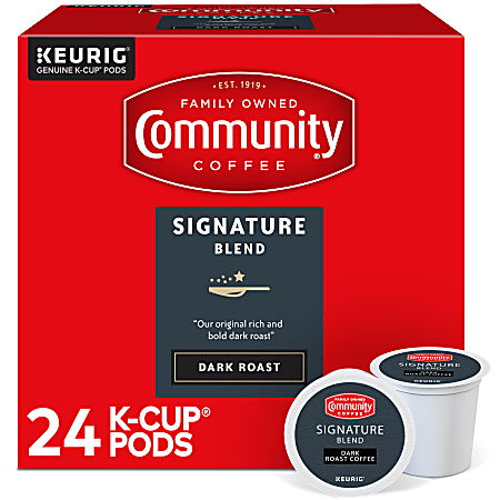 Community Coffee Keurig® Single Serve K-Cup® Pods, Signature Blend, Dark Roast, Box Of 24 Pods