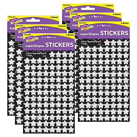 Trend superShapes Stickers, Silver Sparkle Stars, 400 Stickers