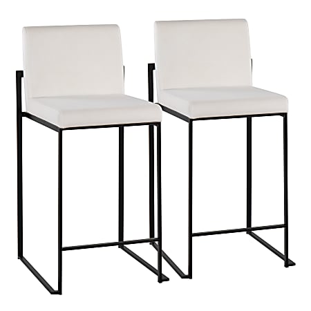 LumiSource Fuji Contemporary Counter Stools, Black/White, Set Of 2 Stools