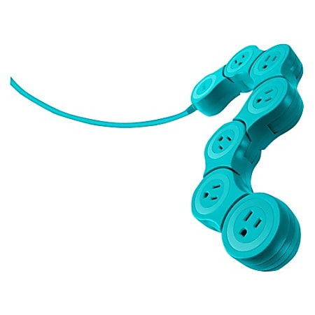 Quirky Pivot Power Pop Flexible 6-Outlet Power Strip, 4’, Teal