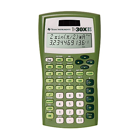 Texas Instruments TI-30X IIS Scientific Calculator - Impact Resistant Cover, Dual Power, Plastic Key - 2 Line(s) - 11 Digits - Battery/Solar Powered - Lime Green