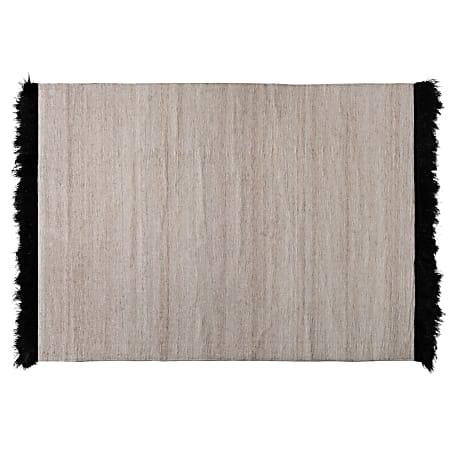 Baxton Studio Dalston Handwoven Wool Blend Area Rug, 63” x 90-5/8”, Beige/Black