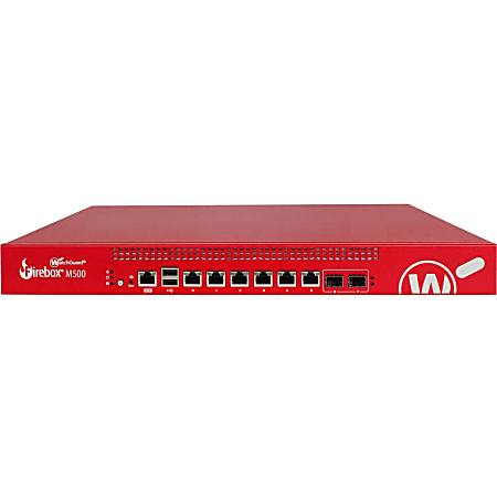 WatchGuard Firebox M500 with 3-yr Basic Security Suite - 6 Port - Gigabit Ethernet - No - Yes - 6 x RJ-45No - 2 - 2 x SFP - Yes - Rack-mountable