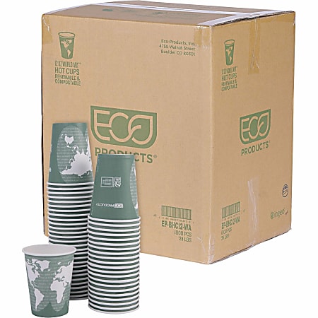 Eco Products World Art Hot Beverage Cups 12 Oz Green Carton Of 1000 ...