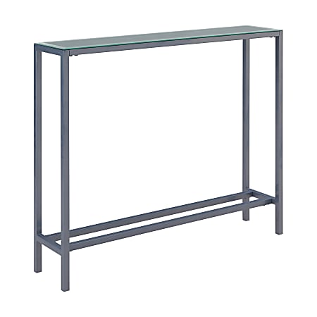 Southern Enterprises Darrin Mini Console Table With Mirrored Glass Top, 30"H x 36"W x 8"D, Silver