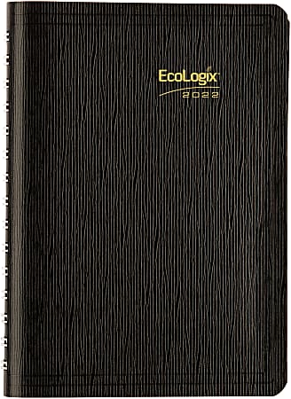 Brownline® EcoLogix Weekly Planner, 8” x 5", Black, January To December 2022, CB415W.BLK