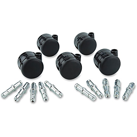Master Caster Deluxe Duet Non-Hooded Carpet Casters - 2" Diameter - 110 lb Load Capacity - Nylon - Matte Black - 5 / Set