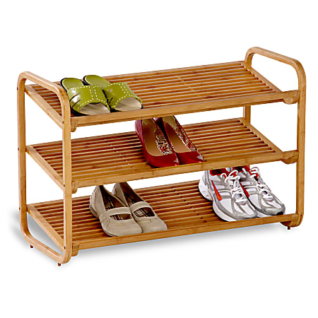 Honey can do SHO 01599 3 Tier Deluxe Bamboo Shoe Storage Rack Natural 24 x Shoes  3 Tiers 20 Height x 13 Width30 Length Eco friendly Ventilated Moisture  Resistant Durable Bamboo - Office Depot