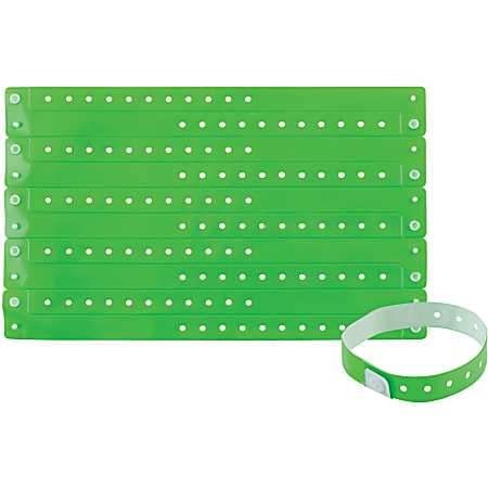 Advantus Colored Vinyl Wristbands - 100 / Pack - Yes - 0" Height x 0.6" Width x 9.8" Length - Green - Vinyl