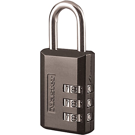 Master Lock Combination Lock- 7/8” long steel shackle- Metal Body- Black