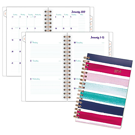 Cambridge® Weekly/Monthly Planner, 3 5/8" x 6 1/8", Carousel Stripe, January 2019 to December 2019