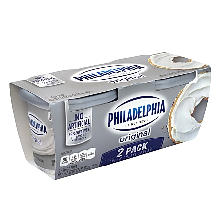 Kraft Philadelphia Regular Cream Cheese Spread, 16 Oz, Pack Of 2 Tubs