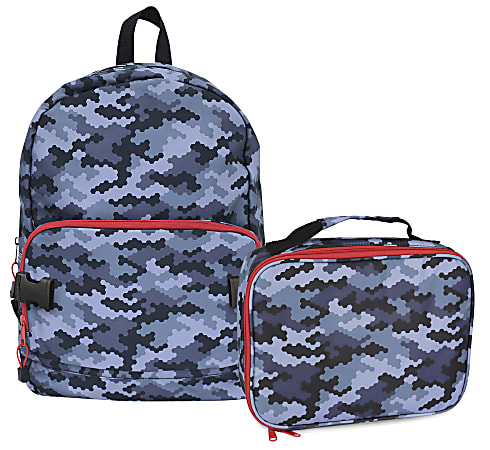Office Depot® Brand School Backpack and Lunch Box Set, Gray Camouflage
