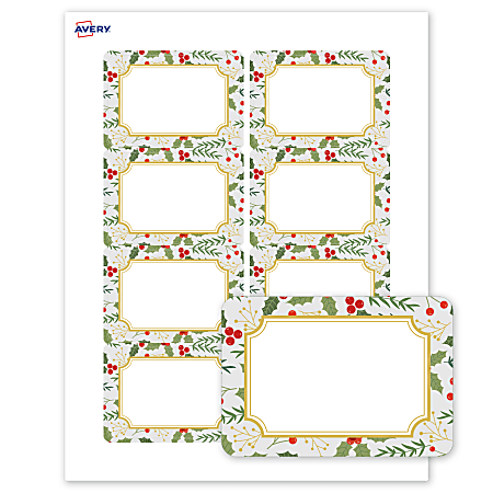 Avery Printable Christmas Adhesive Name Badges Rectangle 94366 2 13 x 3 ...