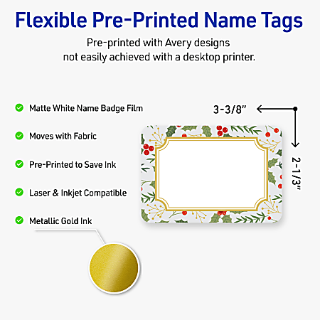 Avery Printable Christmas Adhesive Name Badges Rectangle 94366 2 13 x 3 ...