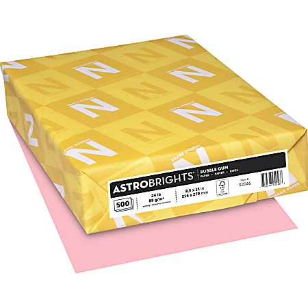 Astrobrights® Color Multi-Use Printer & Copy Paper, 1 Ream, Pink, Letter (8.5" x 11"), 500 Sheets Per Ream, 24 Lb, 94 Brightness
