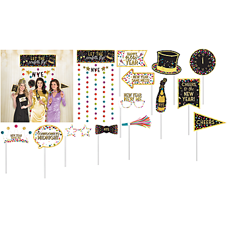 Amscan 671228 New Year's Colorful Confetti Photo Booth Kit, 39"H x 13-1/2"W, Multicolor