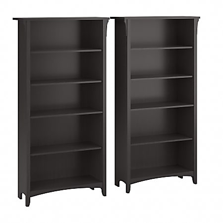 Bush Business Furniture Salinas 63"H 5-Shelf Bookcases, Vintage Black, Set Of 2 Bookcases, Standard Delivery