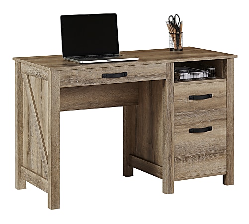 Realspace® Plank 47”W Writing Desk, Coastal Oak