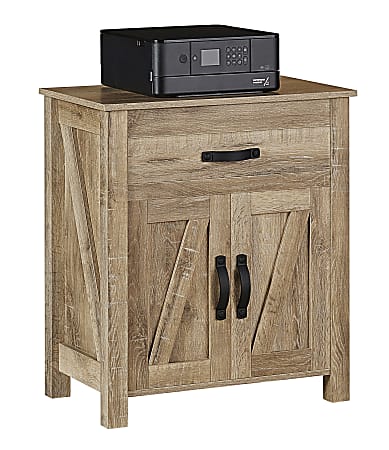 Realspace® Plank 30”H x 26-11/16”W x 15-11/16”D Storage Cabinet/Printer Stand, Coastal Oak