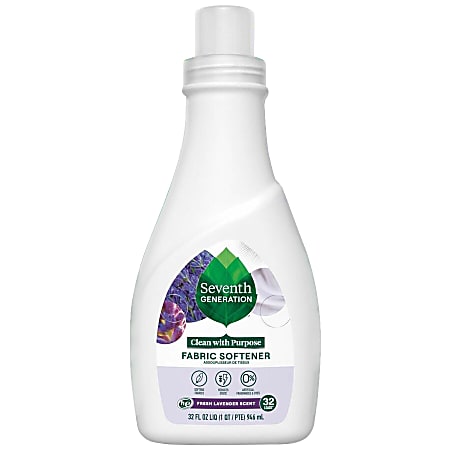 Seventh Generation Natural Fabric Softener - For Fabric, Clothes - Liquid - 32 fl oz (1 quart) - Fresh Lavender Scent - Bio-based, Dye-free - Clear