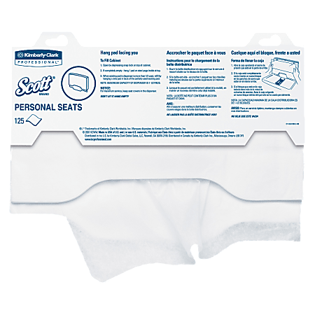Scott® Personal Toilet Seat Covers, 15" x 18", White, Pack Of 125