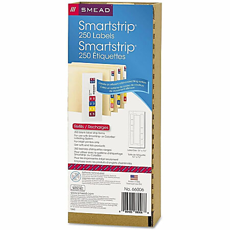 Smead® SmartStrip® End-Tab Labeling System, 66006, Pack Of 250 Labels