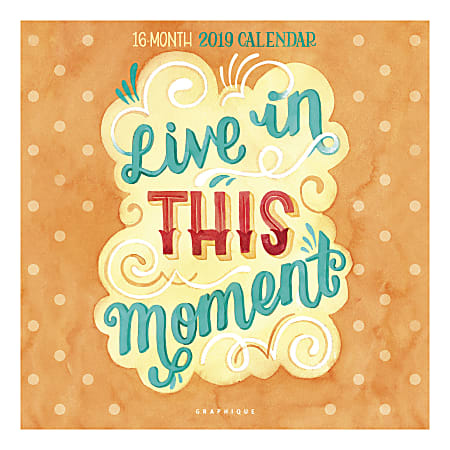 Graphique de France Monthly Wall Calendar, 12" x 12", FSC® Certified, Watercolor Quotes, January to December 2019