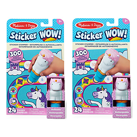 Melissa & Doug Sticker WOW!™ Sticker Stampers And Activity Pads, Medium, Unicorn, Bundle Of 2 Sets