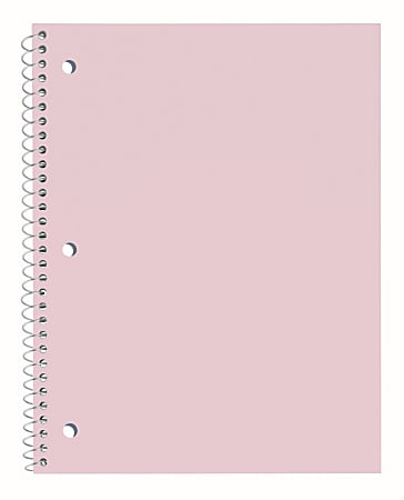Just Basics® Poly Spiral Notebook, 8" x 10-1/2", 1 Subject, Wide Ruled, 70 Sheets, Light Pink