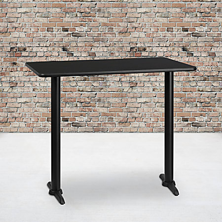 Flash Furniture Laminate Rectangular Table Top With Bar-Height Table Bases, 43-1/8"H x 30"W x 48"D, Black
