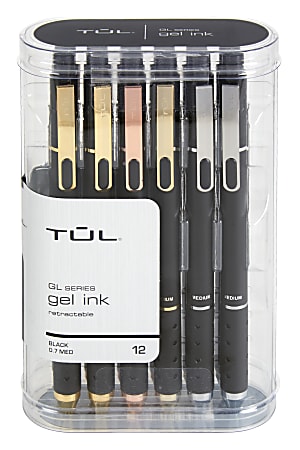 TUL GL Series Retractable Gel Pens Medium Point 0.8 mm Assorted Barrel  Colors With Gold Block Assorted Metallic Inks Pack Of 8 Pens - Office Depot