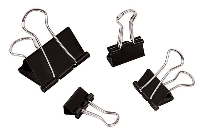 Office Depot® Brand Binder Clip Combo Pack, Assorted Sizes, Black, Pack Of 200 Clips