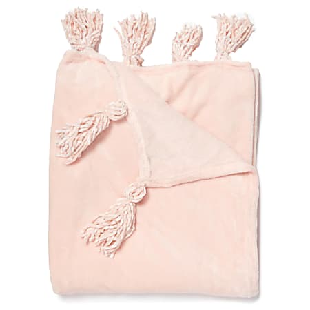 Dormify Madison Plush Tassel Throw Blanket, Peach