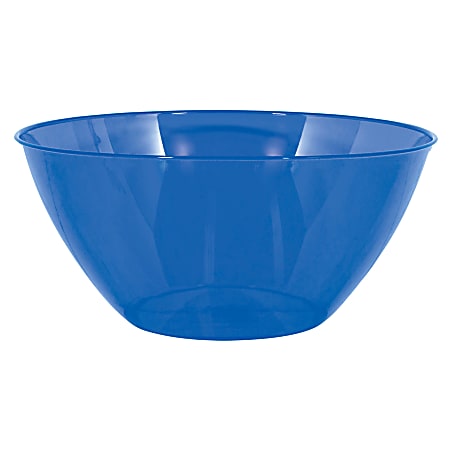 Amscan 2-Quart Plastic Bowls, 3-3/4" x 8-1/2", Bright Royal Blue, Set Of 8 Bowls