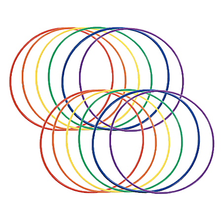 Martin Sports Plastic Hoops, 24", Assorted Colors, Pack Of 12 Hoops