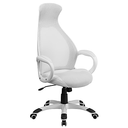 Flash Furniture LeatherSoft/Mesh High-Back Chair, White/Black/White