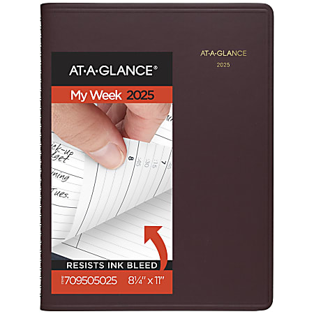 2025-2026 AT-A-GLANCE® Weekly Appointment Book Planner, 8-1/4" x 11", Winestone, January To January, 7095050