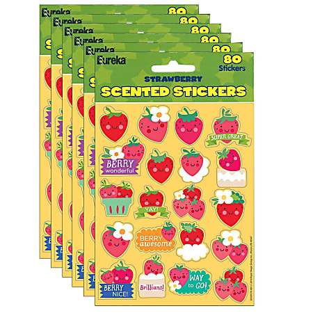 Eureka Scented Stickers, Strawberry, 80 Stickers Per Pack,