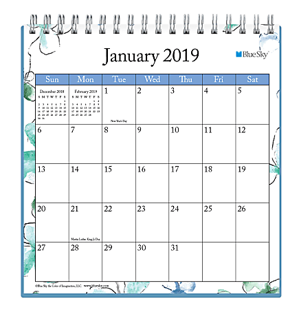 Blue Sky™ Monthly Desk Calendar, 6" x 6", Lindley, January to December 2019