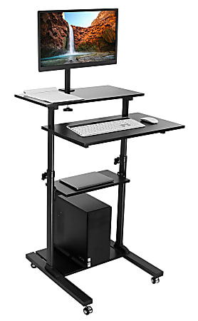 Mount-It! Mobile Computer Workstation With Monitor Mount, 54"H x 27-1/2"W x 26"D, Black